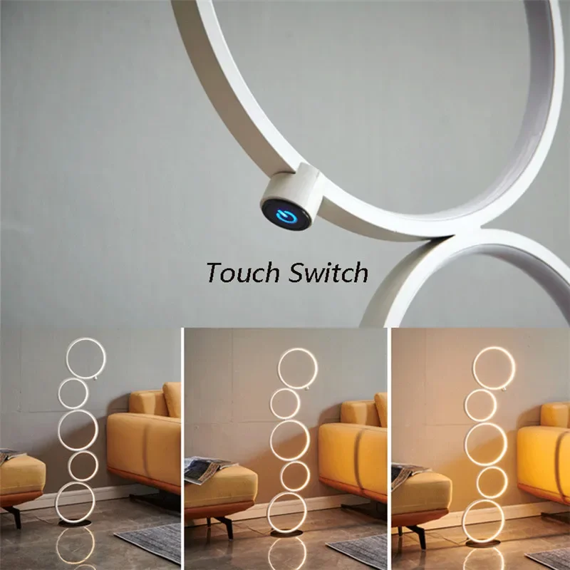 Modern LED Ring Touch Switch luci da terra Art Interior Decor Home lampada da terra nordica lampade da terra per soggiorno lampada da terra