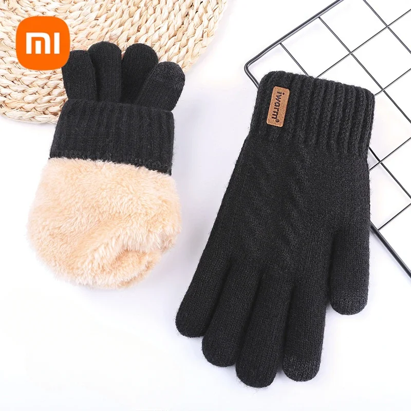 New Xiaomi Double Warm Touch Screen Gloves Men and Women Winter Padded Thickened Cold Outdoor Sports Student Knitted Gloves