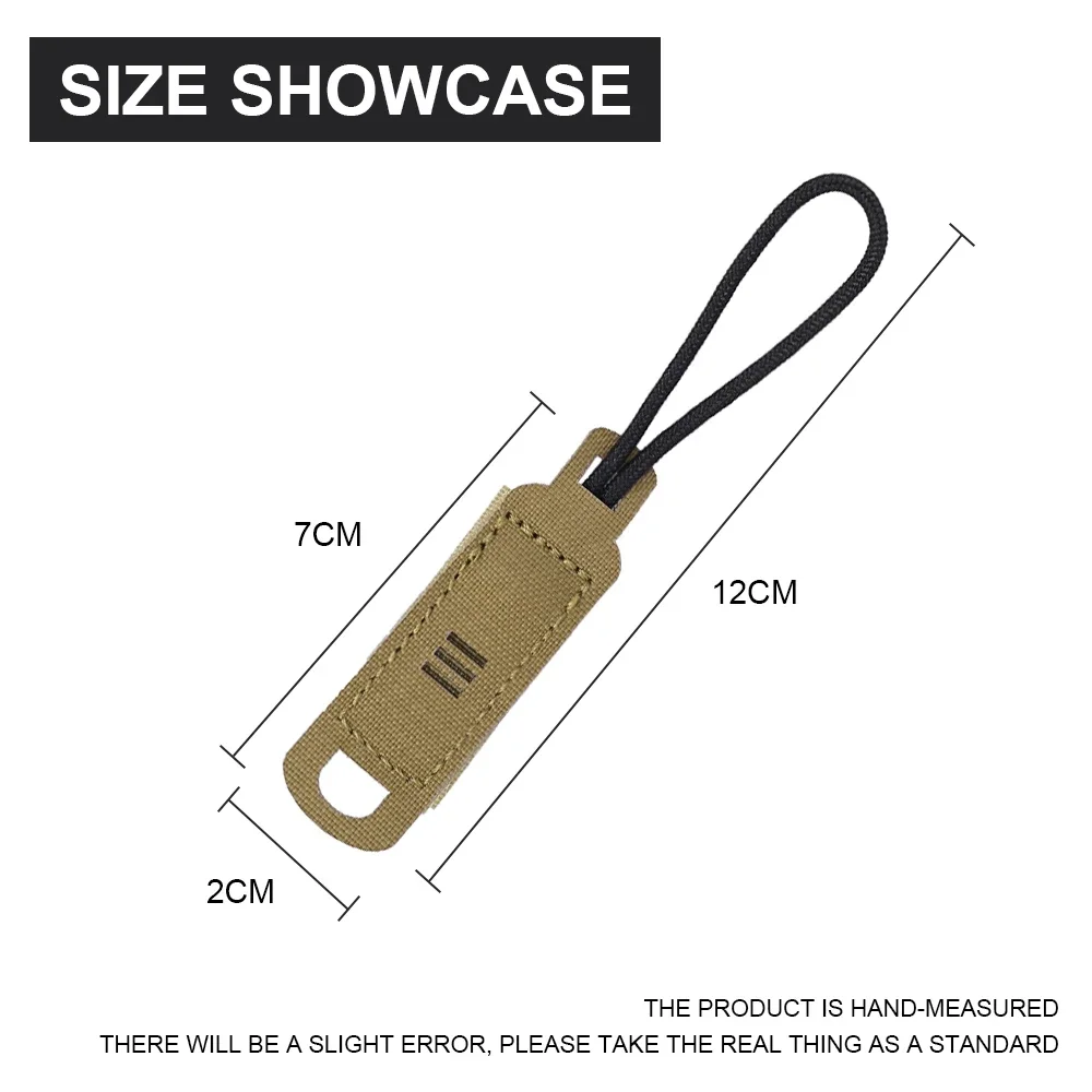 Tactical Zipper Pulls Hook and Loop Backpack Tab Handle Cord Molle 500D Nylon Laser Cut Hunting Bag Accessories