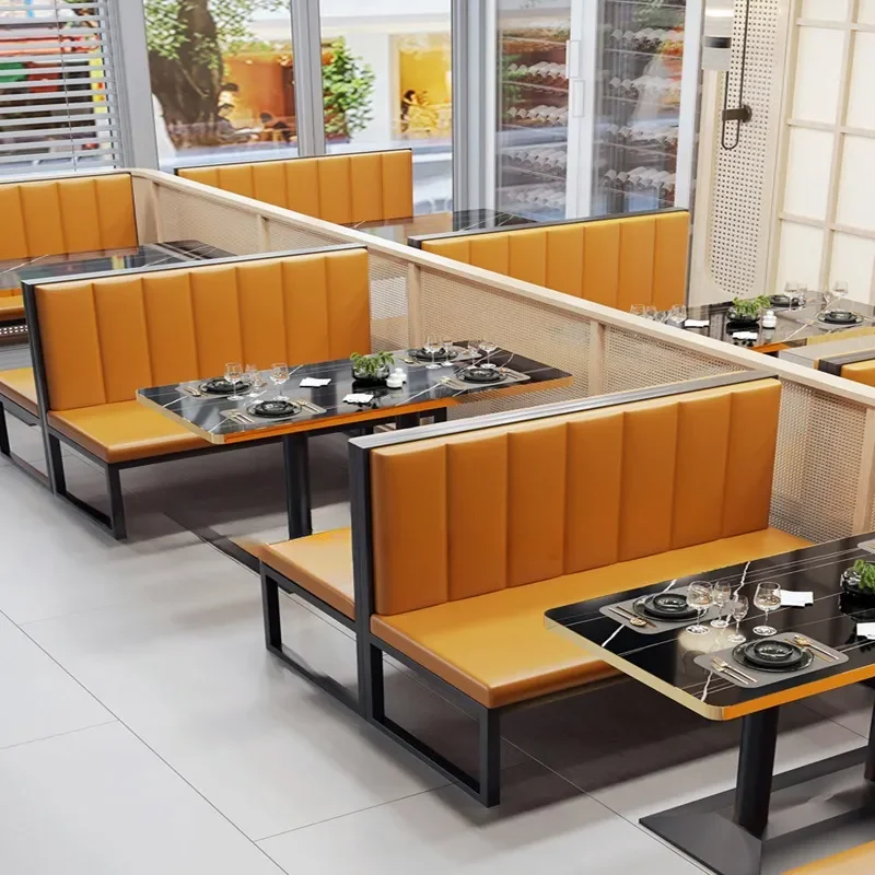 Commercial Restaurant Furniture Set Table and Chairs for Cafe Milk Tea Shop Hot Pot BBQ Burger Dessert Store Booth Sofa