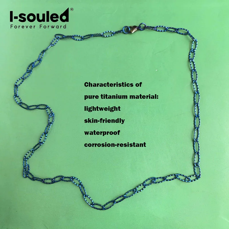 4.8mm TA1 pure titanium embossed flat O-chain anodized blue/pink women's style simple and fashionable