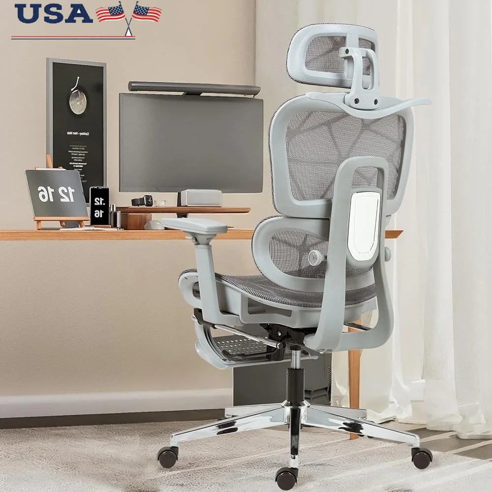 

Ergonomic Office Chair with Footrest Adjustable Lumbar Support High Back Mesh Gaming Chair Breathable Design Big and Tall Users