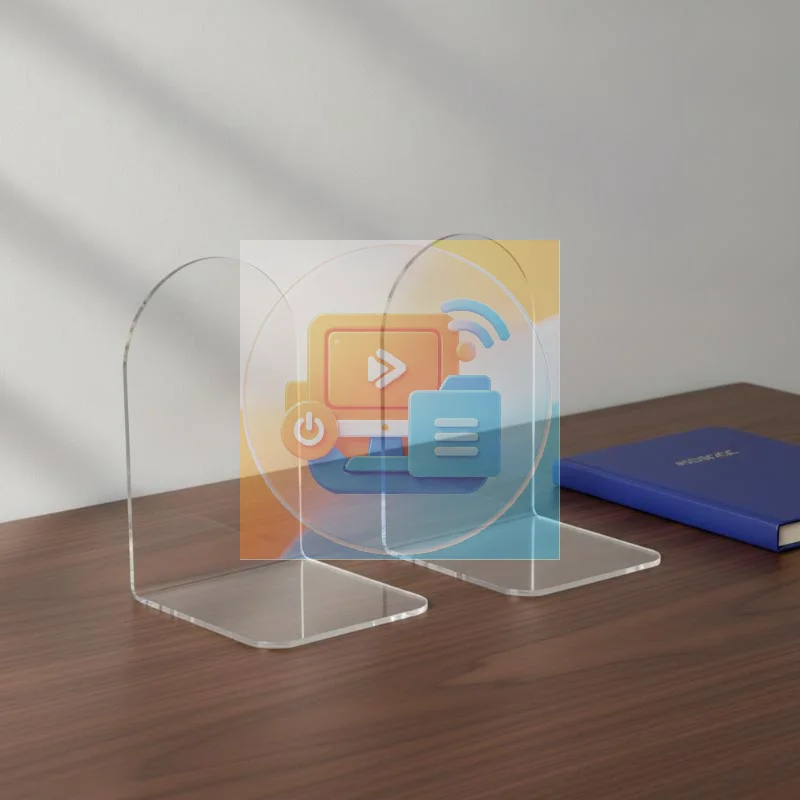 Clear Transparent Acrylic Book Holder, Non-Skid Universal Bookends, Acrylic Book Stopper, Desktop Book Support Accessory