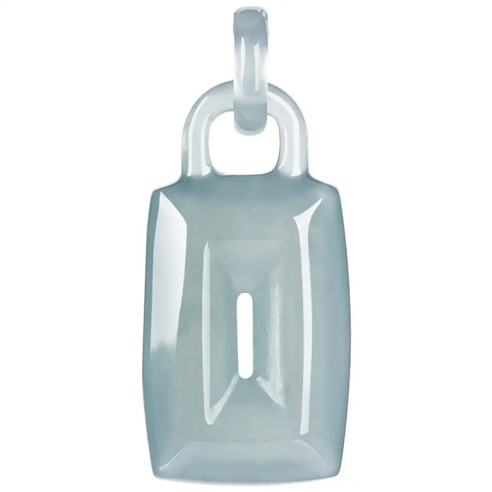 Natural A-grade Jadeite Blue Water Hollow Out Small Jade Lock Ice Type Pendant Exquisite Couple Luxury Jewelry Fine Holiday Gift