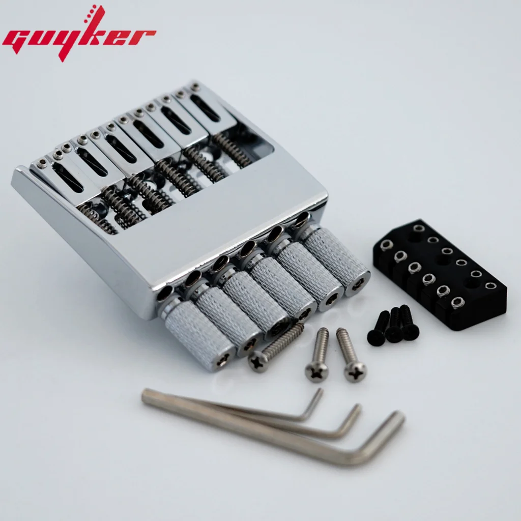 

New GUYKER Black/Chrome/Gold 6 String Bridge Tailpiece for Headless Guitar Accessories