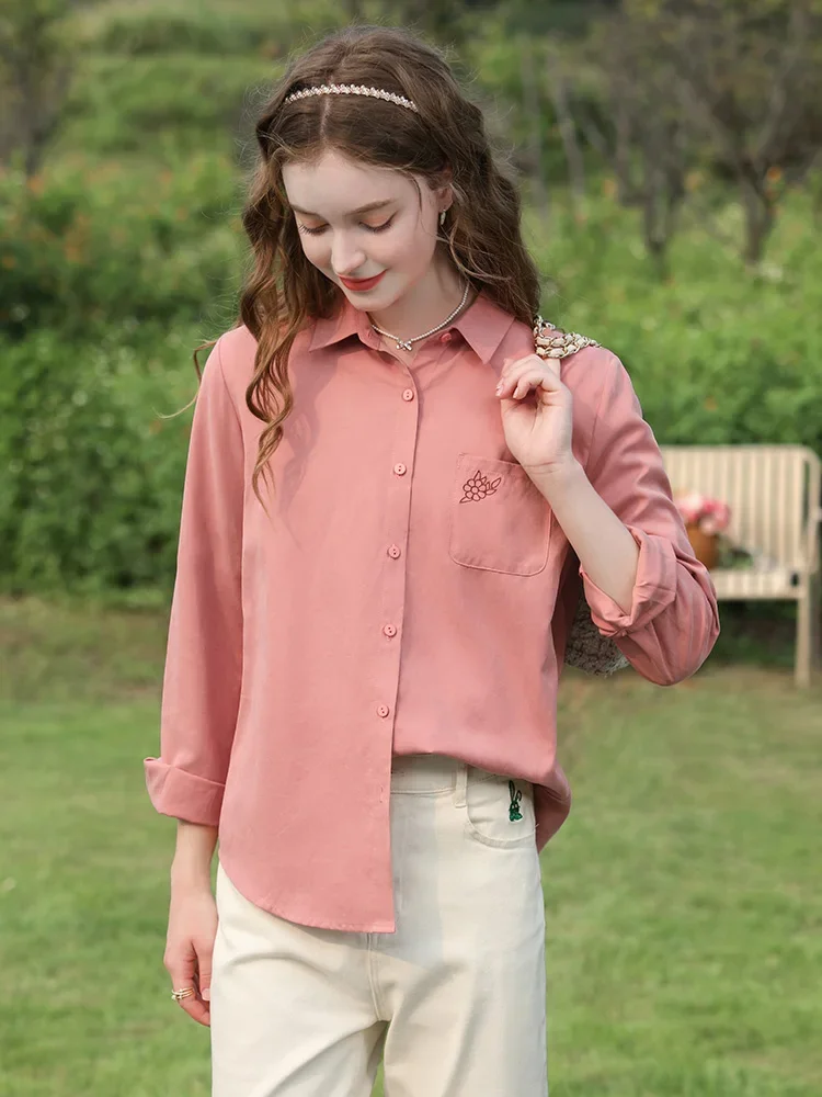 I BELIEVE YOU Pink French Embroidery Spring Shirts For Women 2024 New Chic Pretty Temperament Lady Trendy Blouses 2241055465