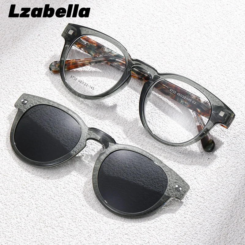 

Lzabella TR90 Ретро круглые очки модные клипсы поляризованная оправа для очков новые мужские и женские оптические очки по рецепту8732