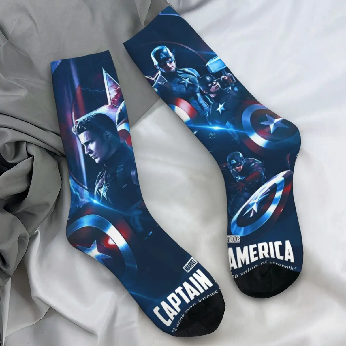 Captain American Stockings Graphic Fashion Socks Autumn Anti Skid Socks Men Climbing High Quality Socks