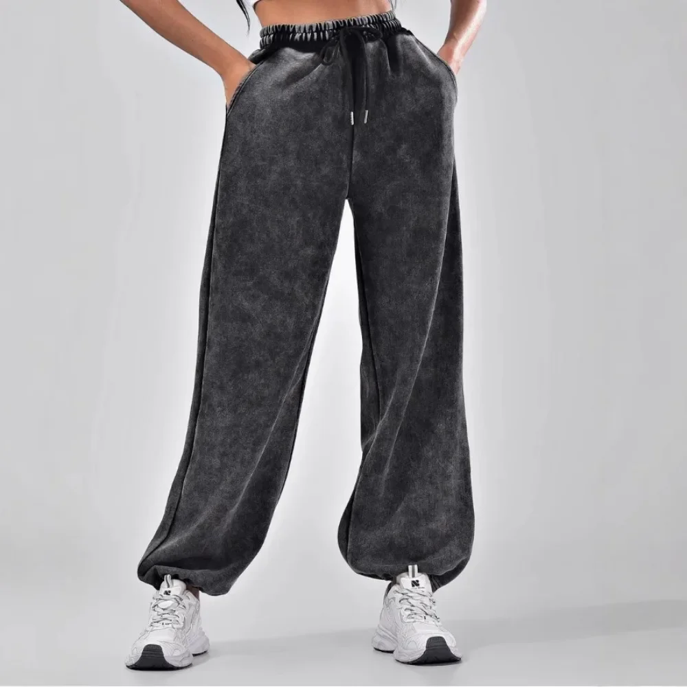 Women Snowflake Print High Waist Sports Pants Loose Streetwear Joggers Breathable Soft Flattering Comfy Casual Daily New