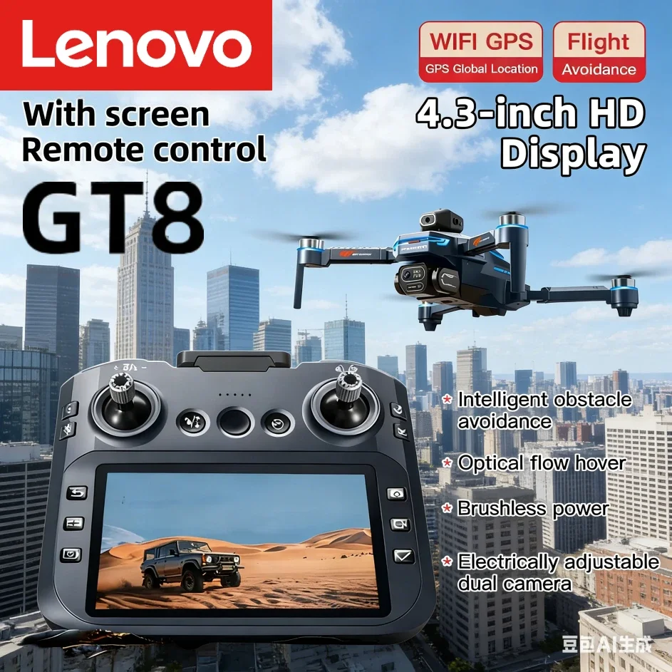 

Дрон Lenovo GT8 8K профессиональный с двойной камерой, GPS, FPV, бесщеточным двигателем, оптическим позиционированием, складной квадрокоптер 4K, радиоуправляемая игрушка