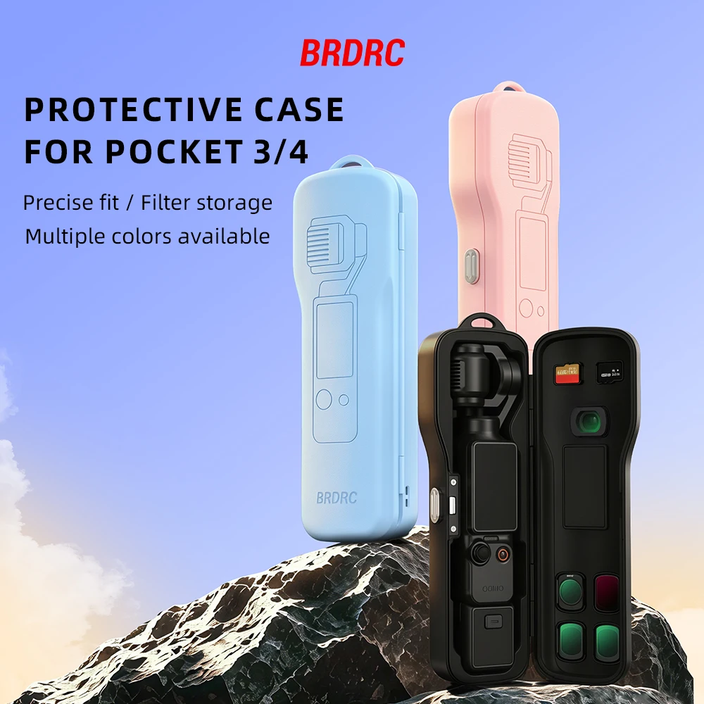 BRDRC Hartschalen-Aufbewahrungsbox für DJI Pocket 4 3 Kamera, Schutzhülle, Weitwinkelfilter-Aufbewahrung, Tragezubehör – Detail 1