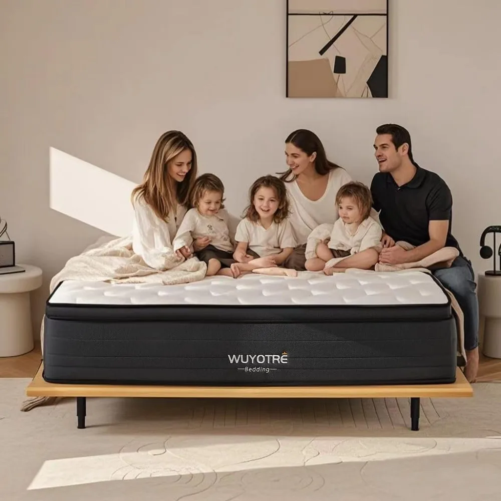 

"14 inch queen cooling memory foam mattress with independent spring and soft breathable hybrid design"