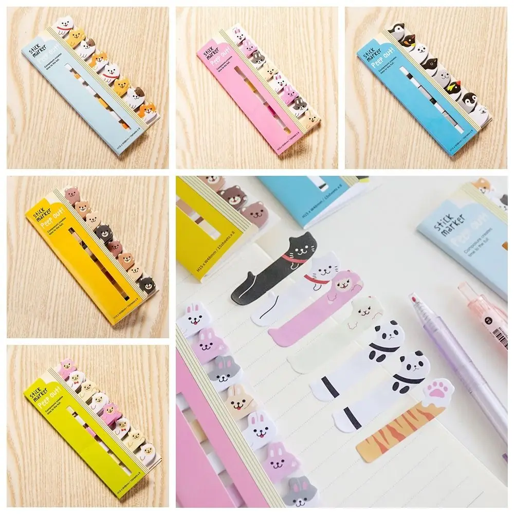 Kawaii Paper Cartoon Animals Marker, Staacquering Cartoon Memo Pad Notes, Label Stickers