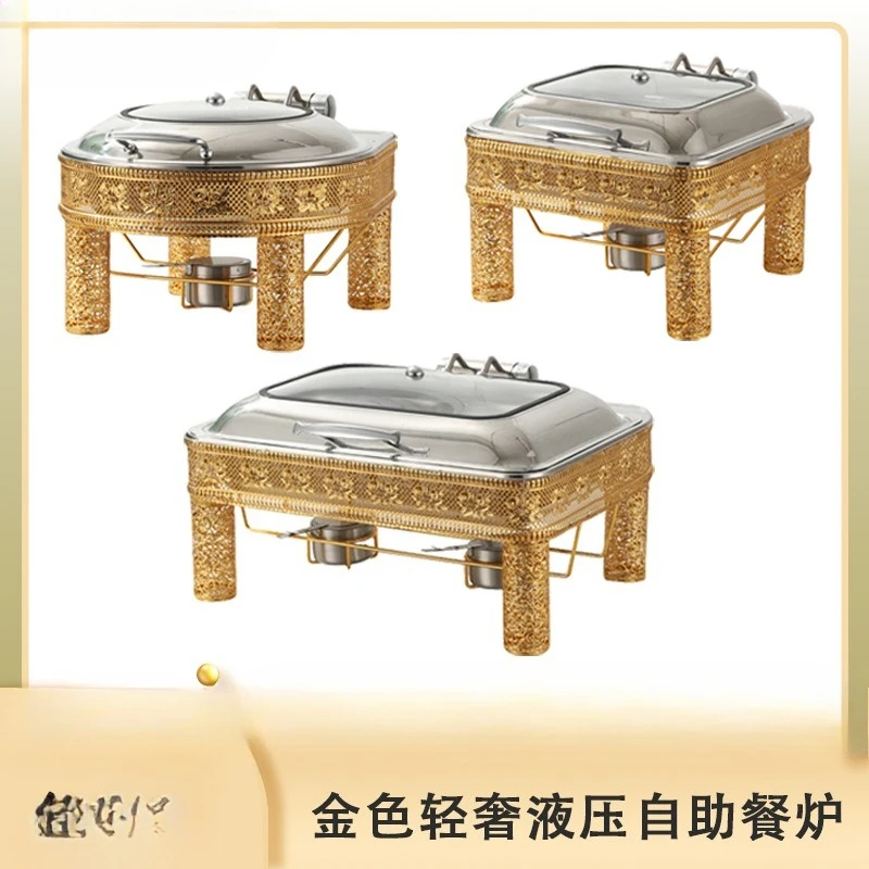 Golden Buffet Stove Rectangle  Middle East Cross-border Hollow Wedding Outdoor Special Food Heater
