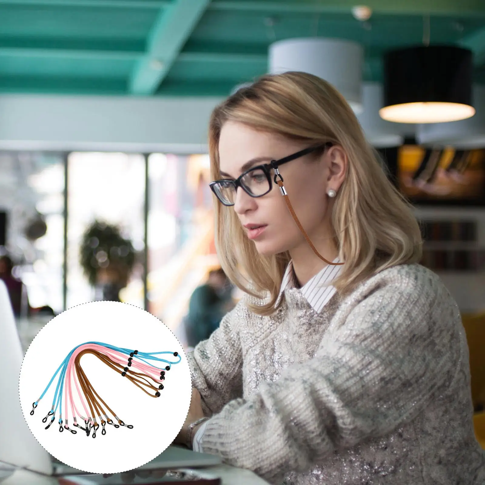 6pcs Glasses Lanyard Eyeglasses Strap Adjustable Lightweight Portable Suede Anti Lost Rope Protective Daily Use