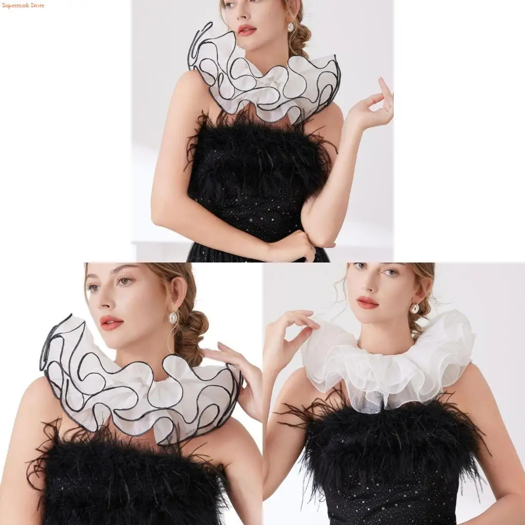 

Q5WE Хэллоуин шеи ерш аксессуар легкий полиэстер сетчатый воротник без макияжа косплей наряды для всех