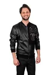 DeepSEA Stone Embroidered Faux Leather Coat 2300577