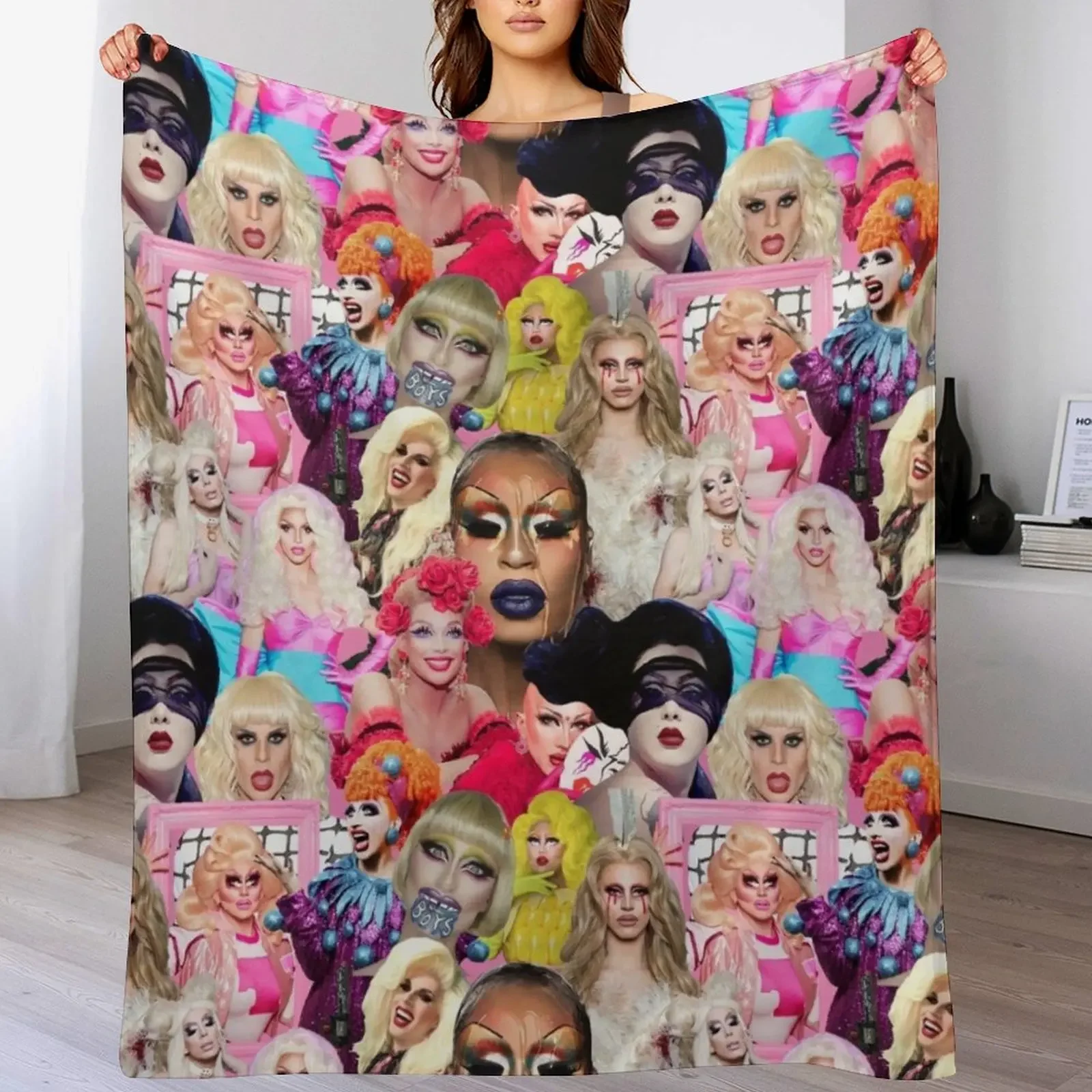 

rupaul drag race collage Throw Blanket Giant Sofa Blankets For Baby Bed linens Beautifuls Blankets