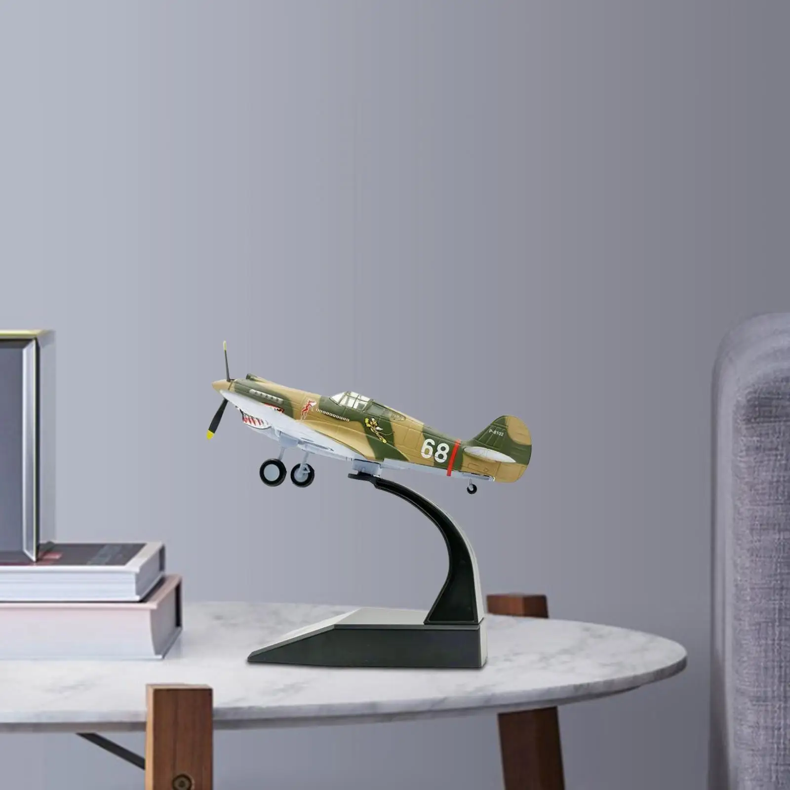 P40 Collectables Diecast 1: 72 Plane Model with Stand with Base Diecast Fighter for Cafe Office Bookshelf Bedroom Decor