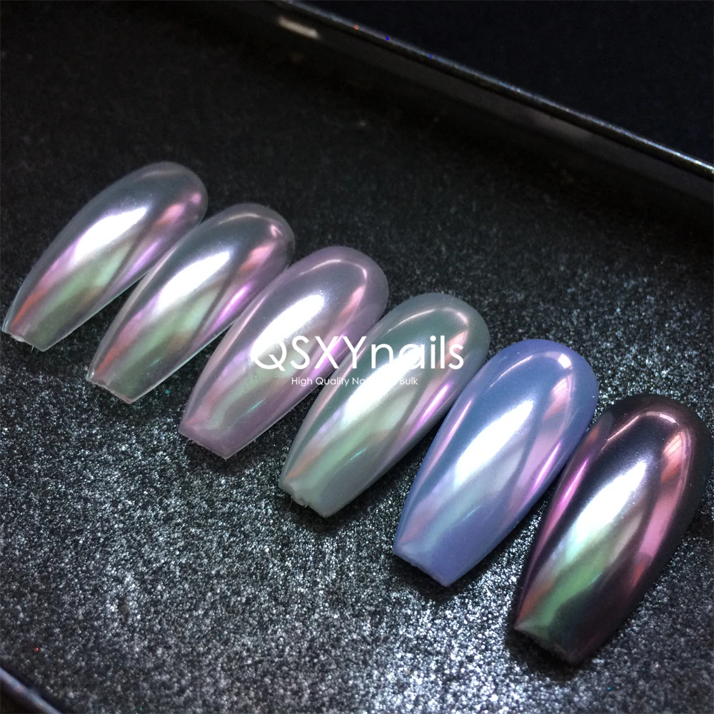 0.5g Fantastic Purplish Red Amaranth & Green Aurora Chrome Mirror Powder Nail Art Smooth Rubbing Pigment Glitter for Gel Polish