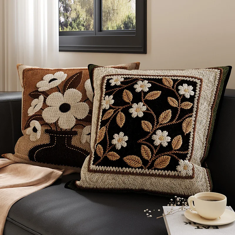 Vintage Chinese Embroidery Throw Pillow Cover Gourd Mountain Pine Landscape Cushion Case Retro Floral Decor Pillowcase For Sofa