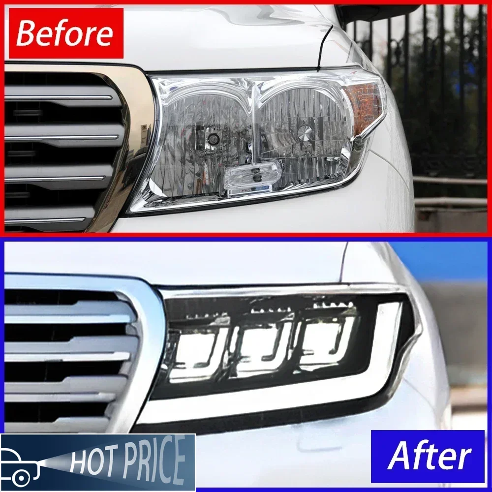 

Для Toyota Land Cruiser Lc200 2008-2015 автомобильные передние лампы, обновленные светодиодные линзы проектора, Лидер продаж, аксессуары, авто фары в сборе