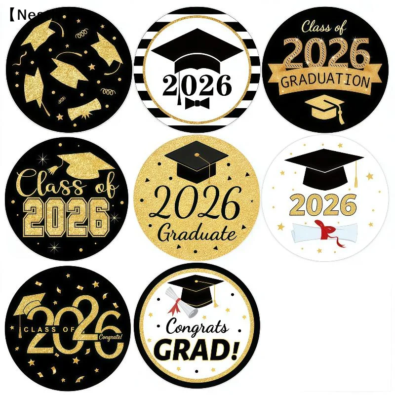 500pcs/set  Graduation Stickers Gold Foil Round Adhesive Labels Sticker Graduation Party Gift〔Nest〕
