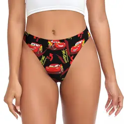 Custom Womens Lightning McQueen Car Race G-string Panties Female Stretch Thongs Underwear