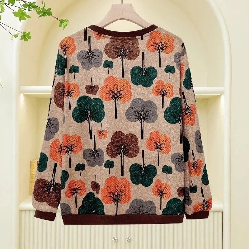 Spring 2026 Women's Long-Sleeved Tops New Coat Fashion Female Loose Age-Reducing Mother Round Neck Jacket T-shirt Slim Outwear