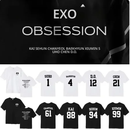 

Альбом EXO Baekhyun Chanyeol Wu Shixun Kim Jin, футболка с принтом, хлопковая рубашка с круглым вырезом для мужчин и женщин