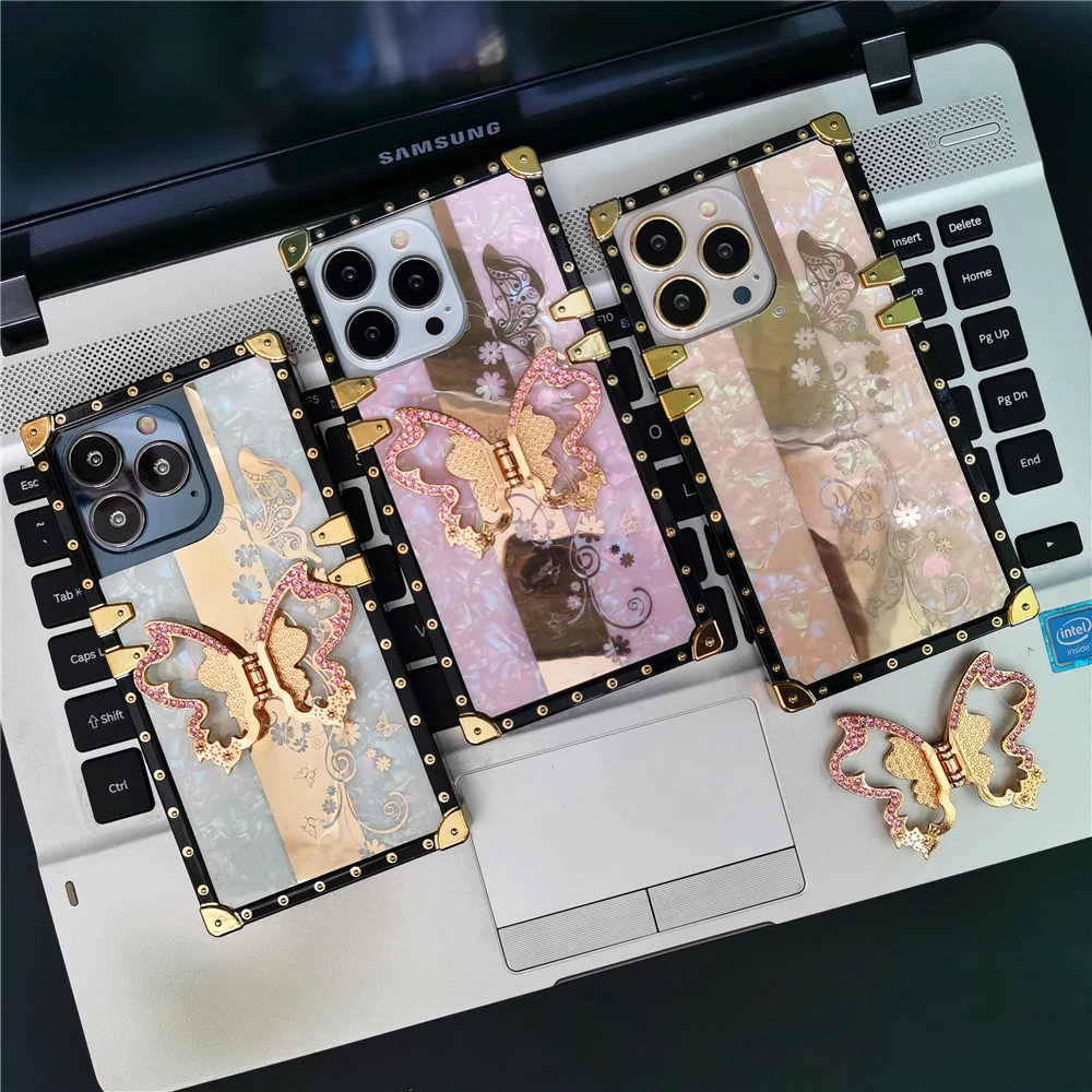 

Luxury Soft Shockproof Cover Glitter Shell Butterfly Women Retro Phone Case for iPhone 17 pro Max Air 11 12 13 14 15 pro 16 plus