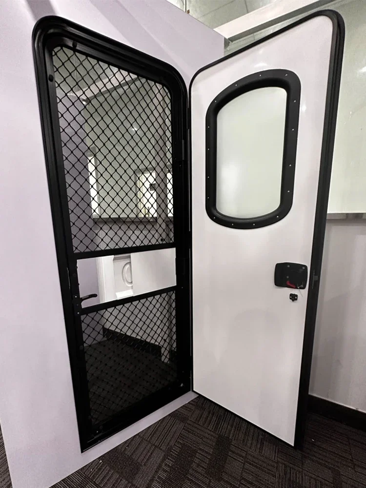 RV door trailer aluminum alloy passenger door accessories, cabin container modification, door with mosquito repellent