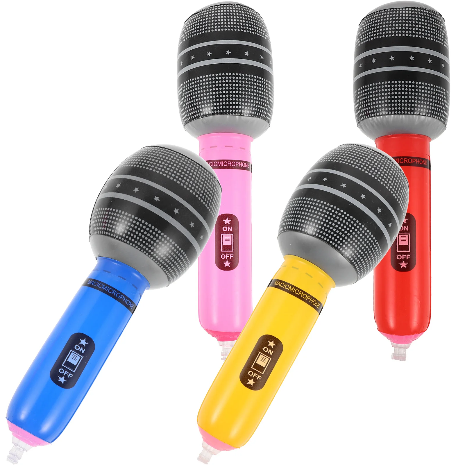 

4Pcs Inflatable Simulation Microphone Props Lightweight Blow Up PVC Party Supply Music Concert Ktv Accessories