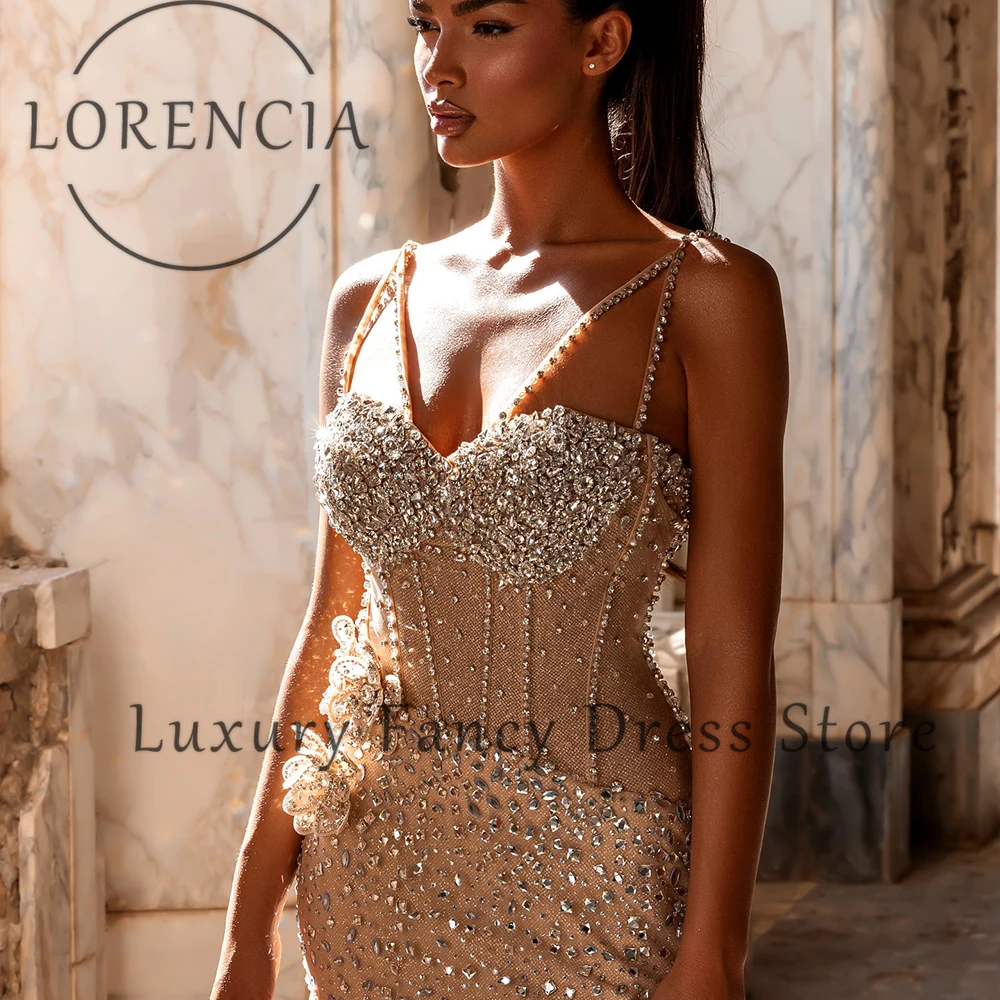 ELegant Rhinestone Prom Dress 2025 Spaghetti Strap Side Slit Mermaid Evening Party Gowns Customized Sleeveless robe d'été femme