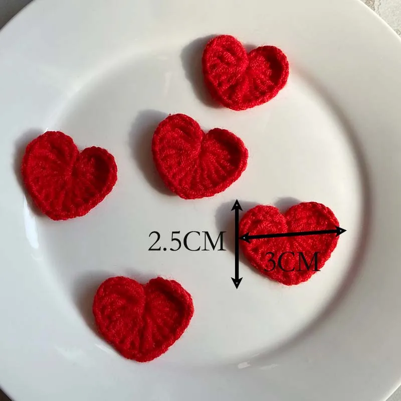 20PCS Crochet Hooked Hearts 3CM Cotton Thread Various Colors DIY Handmade Wool Hooked Sewing Supplies محك الخطاطاف 애심을 베풀다