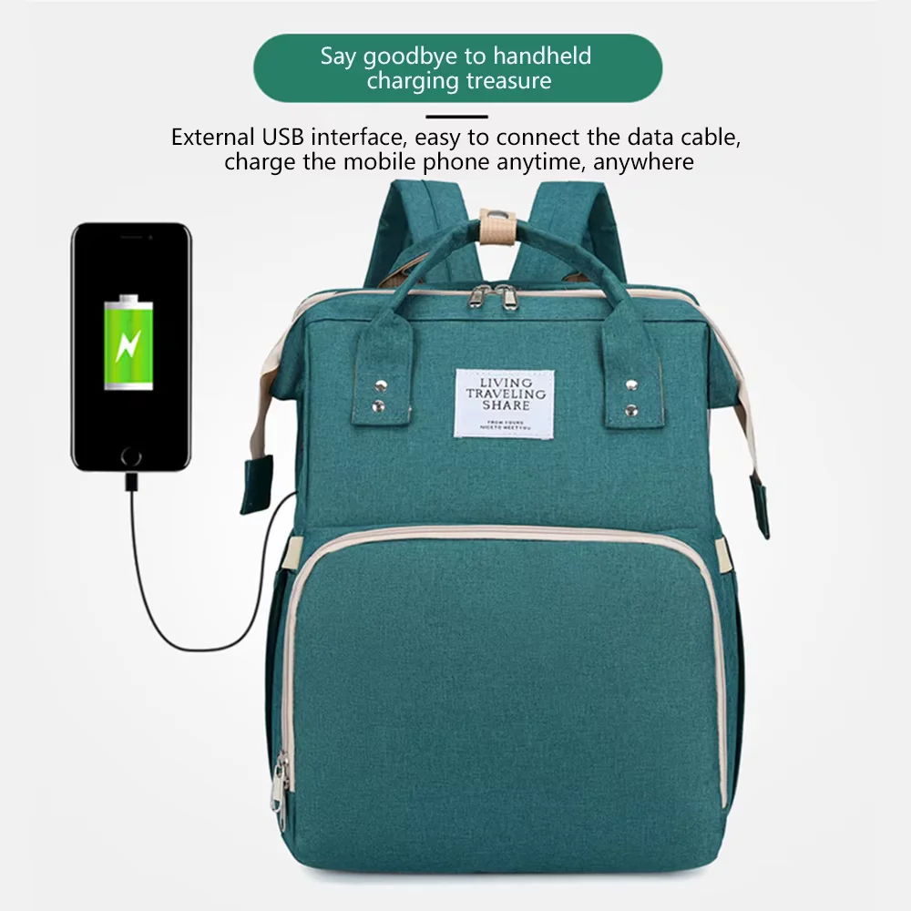 حقيبة الأم خفيفة الوزن محمولة قابلة للطي سرير الأطفال ذات سعة كبيرة حقائب السفر الأمومة حقيبة ظهر الطفل الإناث الأم نزهة حقيبة هدية #5