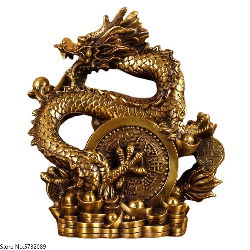 Bronze Dragon Decoration Qinglong Office Home Furnishings All Brass Decoration Dragon Decoration Crafts