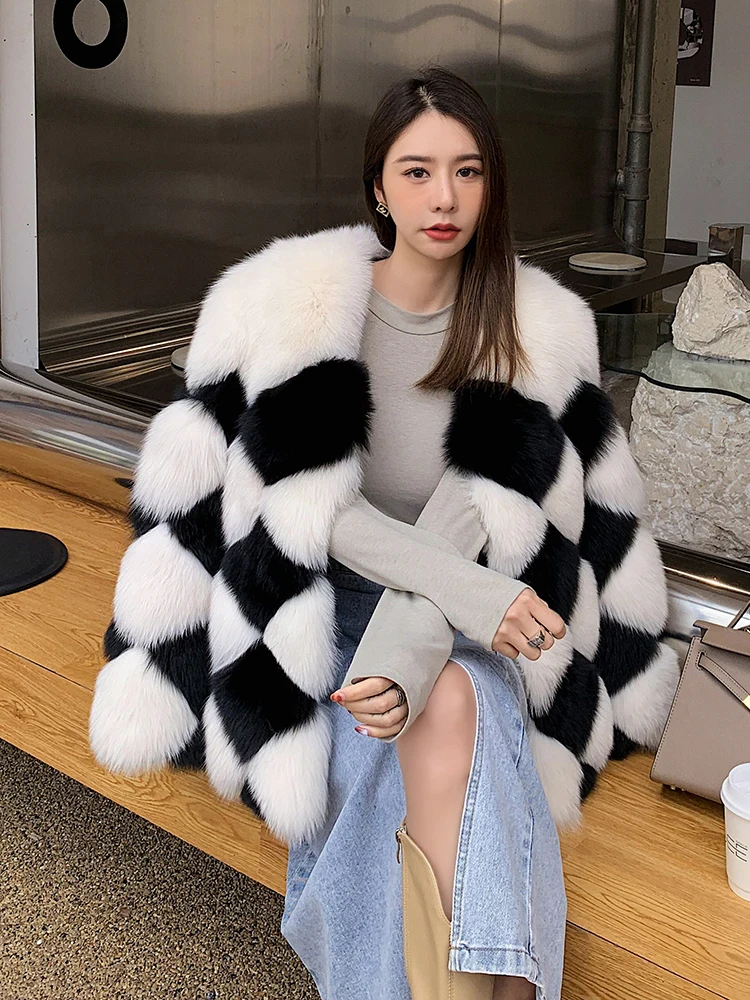 

2022 Hot Fashion Natrual Genuine Fox Fur Coat Women Winter Warm Luxury Jacket Outwear Female Vest Coats Long Sleeve