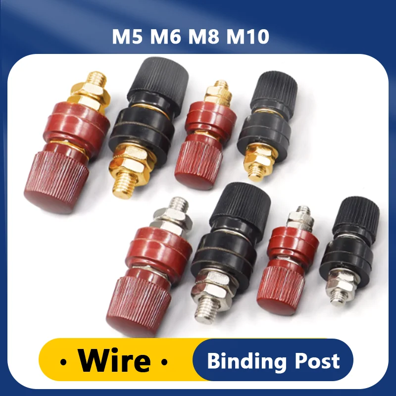 

Pure Brass Binding Post Terminal Set (M5 M6 M8 M10) Red & Black for Welding Inverter Battery Clamp Speaker Audio Power Connector