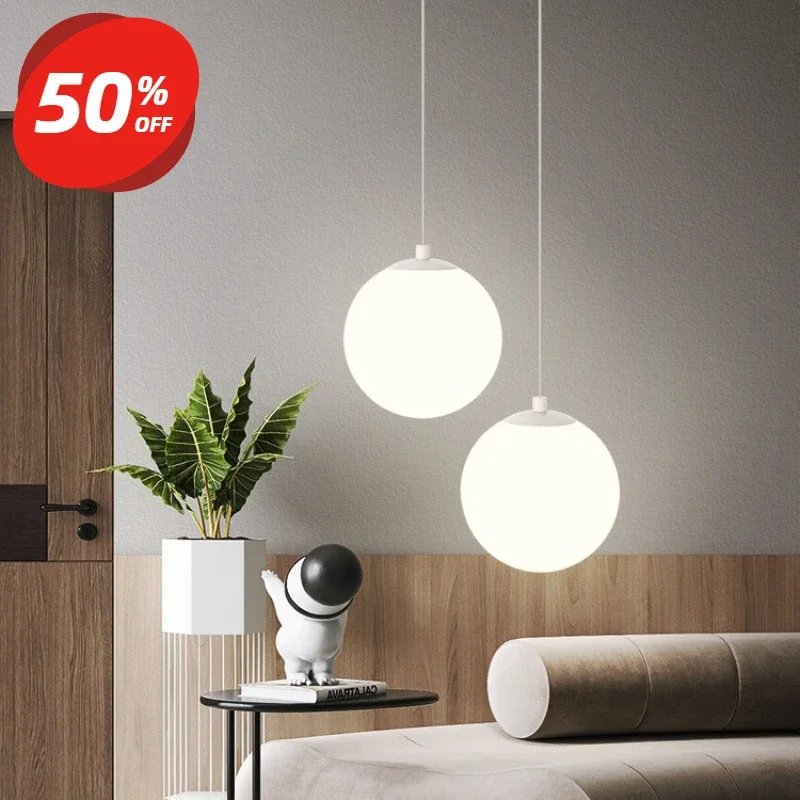 

Modern Glass Ball LED Nordic Restaurant Bedroom Bedside Lighting Indoor Restaurant Bar Decoration Pendant Light