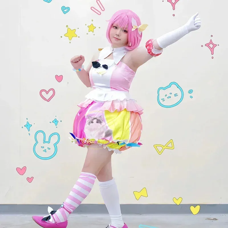 애니메이션 오토리 에뮤 코스프레 에뮤 드레스 여성 소녀 프로젝트 세카이 컬러풀 스테이지 로리타 드레스 가발 할로윈 파티 롤플레이 유니폼