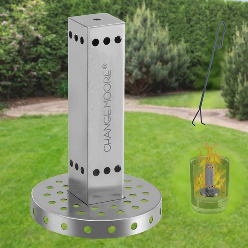 Imagen 1 del producto CHANGE MOORE Juego de columnas de urner cuadradas, accesorios de 11,5 cm, herramienta de combustión secundaria de acero inoxidable con gancho Ire, gancho para carbón