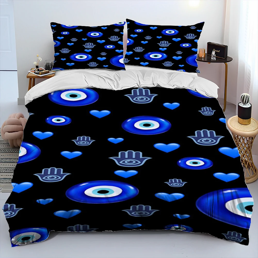 Nazar Evil Eye Albero della Vita Set di biancheria da letto trapuntato, Set copripiumino Copripiumino Federa, Set di biancheria da letto king queen