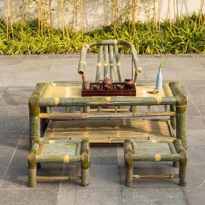 Bamboo tatami table Nanzhu small coffee table table and chair combination new Chinese traditional retro nostalgic bamboo