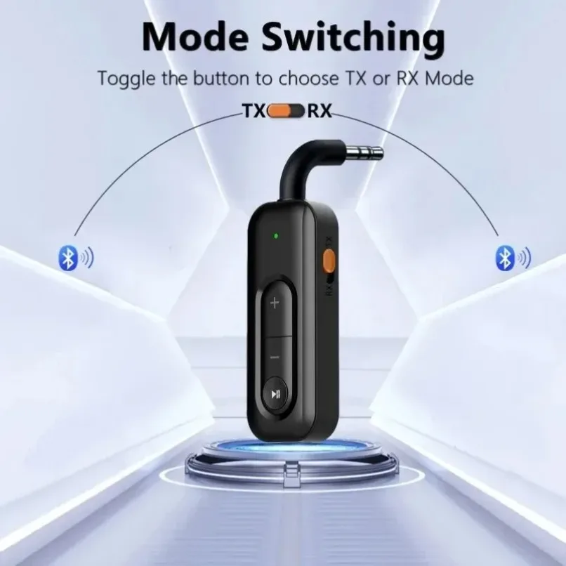2 in 1 Bluetooth Audio Transmitter Receiver 3.5mm AUX Wireless Adapter for TV Car Speaker Headphones Low Latency Daily Use