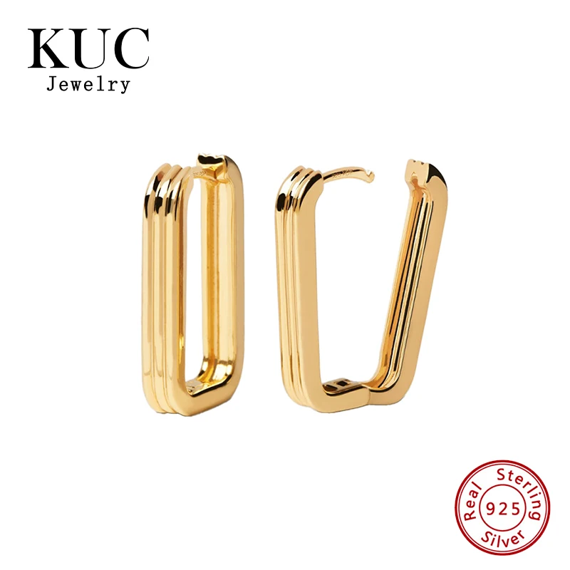 925 Silver 18k Gold Plated Fashion Fine Jewelry for Women Korean Hoop Earring Minimalist Chunky Huggie Earrings