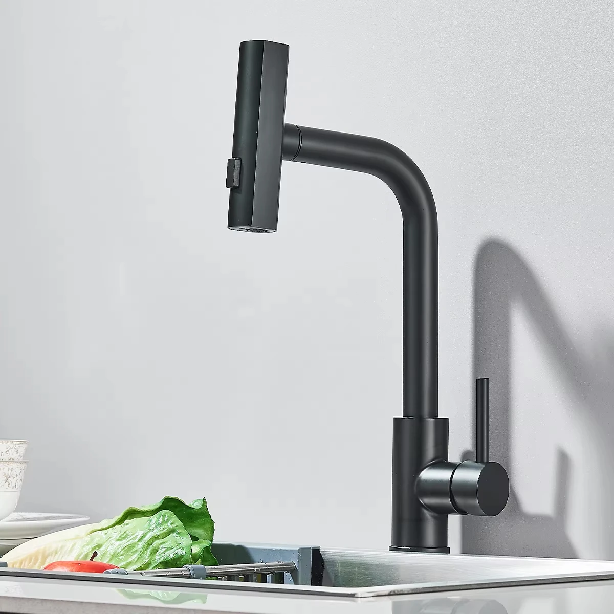 Robinet mitigeur chaud et froid, robinets de cuisine extractibles, bec de débit d'eau monté sur le pont, robinet de salle de bains domestique en acier inoxydable