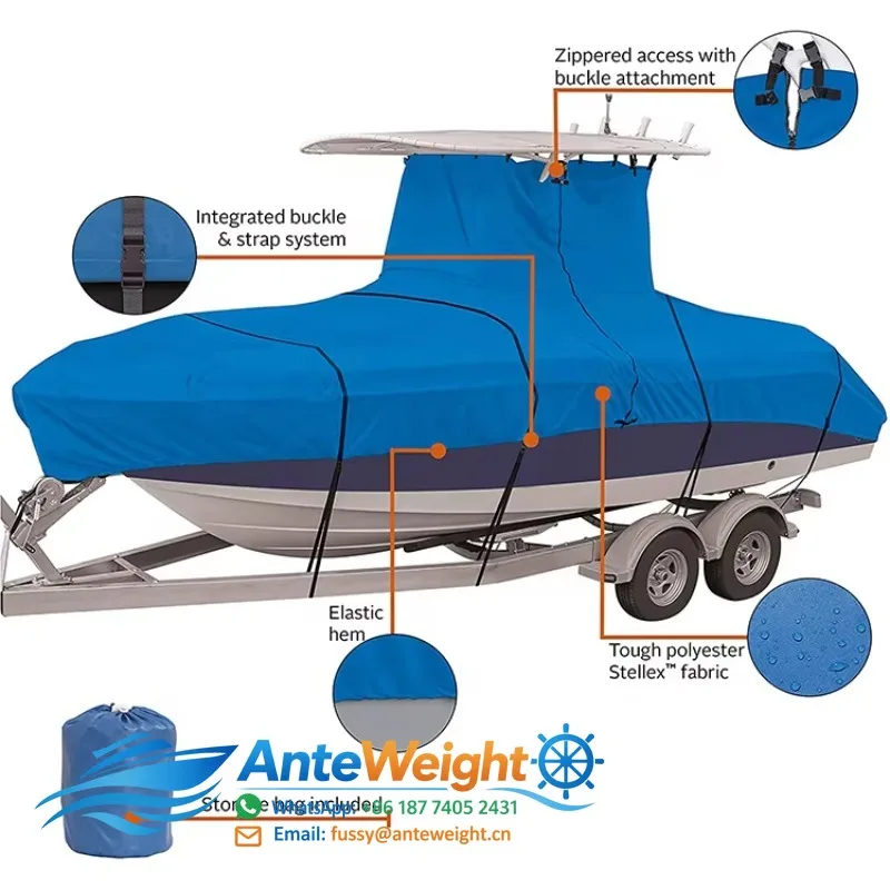 Polyester Oxford T-top Boat Cover Waterproof Sun Rain Dust Proof