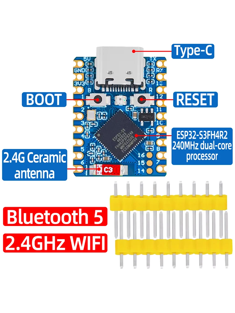 ESP32-S3, ESP32-C3-Zero – miniaturowa płytka programistyczna 3,3 V/5 V z modułami WiFi i Bluetooth, kompatybilna z Arduino. — zdjęcie produktu 7