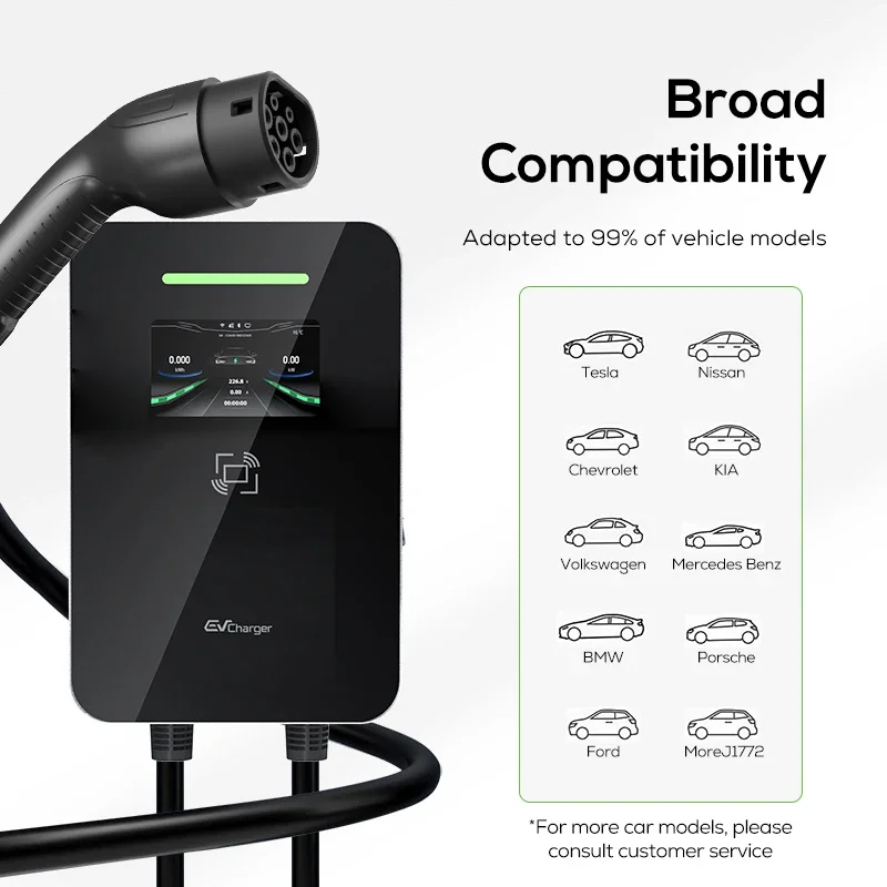 Ovrod 11kw 22kW Wallbox Fast Electric Vehicle Ev Charging Station with 5M Charging Type 2 Gun 4.3In Screen 32a 7 Kw Ev Charger